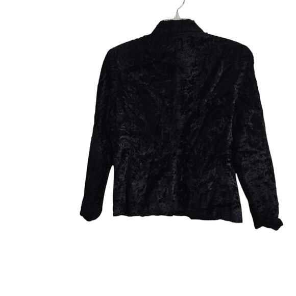New Frontier Black Crushed Velvet Blazer Vtg Mob Wife Whimishgoth Witchy   8 - Picture 2 of 10